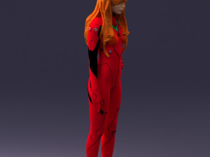 000354 Female Character in Red Sci-Fi Suit 3D Model