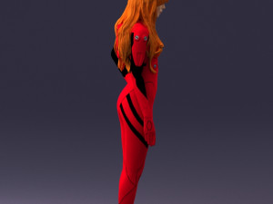 000354 Female Character in Red Sci-Fi Suit 3D Model