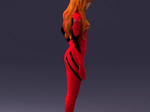 000354 Female Character in Red Sci-Fi Suit 3D Model