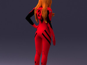 000354 Female Character in Red Sci-Fi Suit 3D Model