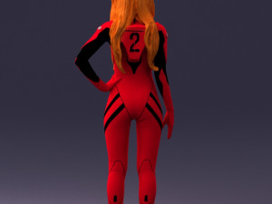 000354 Female Character in Red Sci-Fi Suit 3D Model