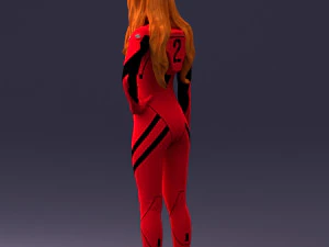 000354 Female Character in Red Sci-Fi Suit 3D Model