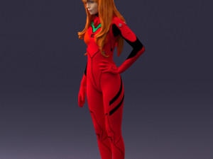 000354 Female Character in Red Sci-Fi Suit 3D Model