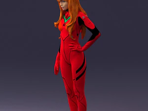 000354 Female Character in Red Sci-Fi Suit 3D Model