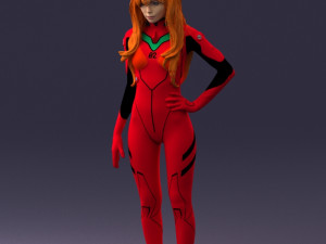 000354 Female Character in Red Sci-Fi Suit 3D Model
