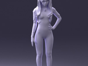000354 Female Character in Red Sci-Fi Suit 3D Model