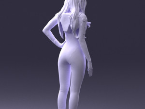 000354 Female Character in Red Sci-Fi Suit 3D Model