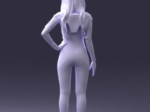 000354 Female Character in Red Sci-Fi Suit 3D Model