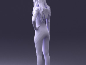 000354 Female Character in Red Sci-Fi Suit 3D Model