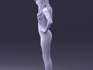 000354 Female Character in Red Sci-Fi Suit 3D Model