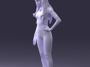 000354 Female Character in Red Sci-Fi Suit 3D Model