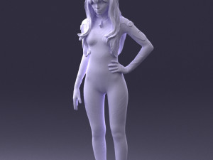 000354 Female Character in Red Sci-Fi Suit 3D Model