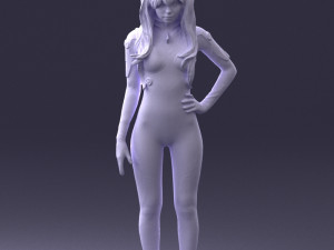 000354 Female Character in Red Sci-Fi Suit 3D Model