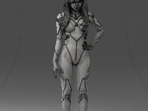 000354 Female Character in Red Sci-Fi Suit 3D Model
