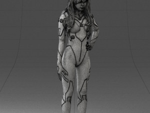 000354 Female Character in Red Sci-Fi Suit 3D Model