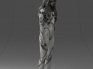 000354 Female Character in Red Sci-Fi Suit 3D Model