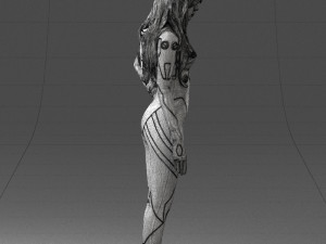 000354 Female Character in Red Sci-Fi Suit 3D Model