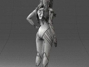 000354 Female Character in Red Sci-Fi Suit 3D Model