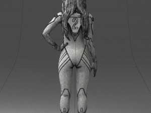 000354 Female Character in Red Sci-Fi Suit 3D Model