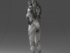 000354 Female Character in Red Sci-Fi Suit 3D Model