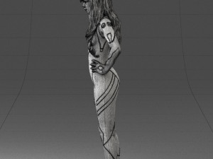 000354 Female Character in Red Sci-Fi Suit 3D Model