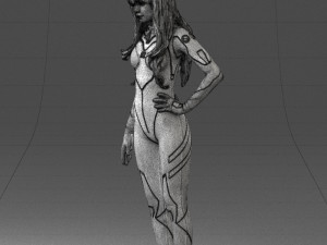 000354 Female Character in Red Sci-Fi Suit 3D Model