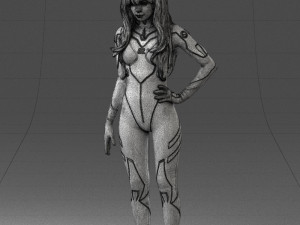000354 Female Character in Red Sci-Fi Suit 3D Model
