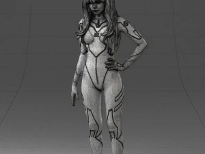 000354 Female Character in Red Sci-Fi Suit 3D Model