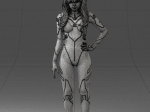 000354 Female Character in Red Sci-Fi Suit 3D Model