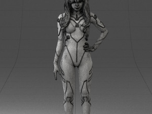000354 Female Character in Red Sci-Fi Suit 3D Model