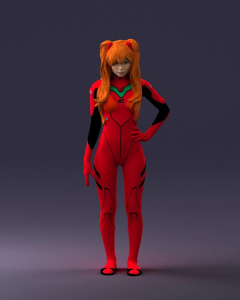 000354 Female Character in Red Sci-Fi Suit 3dp 3D Print Model .c4d .max .obj .3ds .fbx .stl .blend 