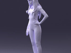 000354 Female Character in Red Sci-Fi Suit 3dp 3D Print Model