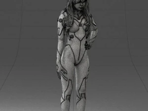 000354 Female Character in Red Sci-Fi Suit 3dp 3D Print Model