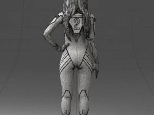000354 Female Character in Red Sci-Fi Suit 3dp 3D Print Model