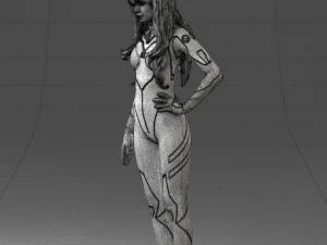 000354 Female Character in Red Sci-Fi Suit 3dp 3D Print Model