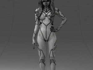 000354 Female Character in Red Sci-Fi Suit 3dp 3D Print Model