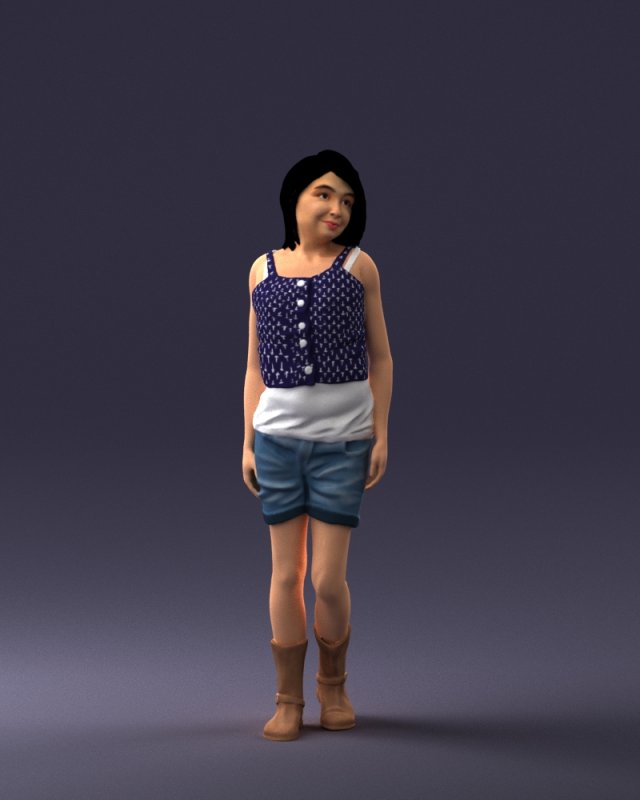 girl in shorts 0015 3Dモデル .c4d .max .obj .3ds .fbx .stl .blend 