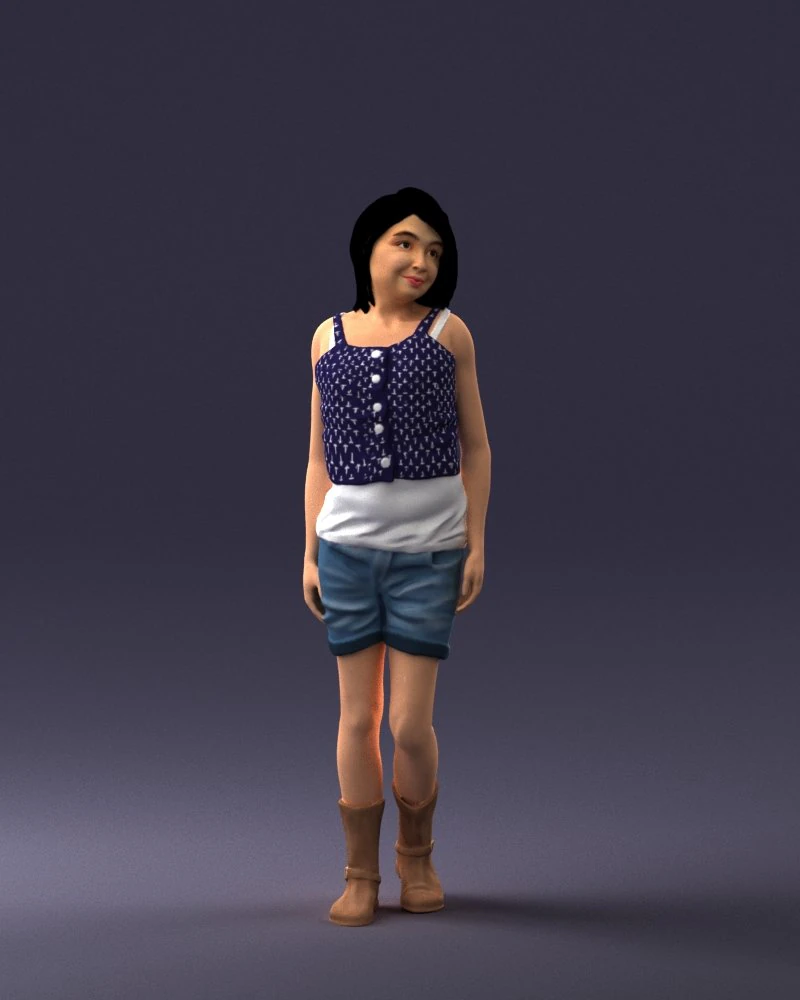 000358 Casual Girl in Summer Outfit 3dp 3D Print Model .c4d .max .obj .3ds .fbx .stl .blend 