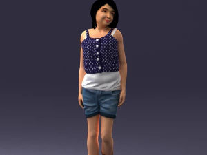 000358 Casual Girl in Summer Outfit 3dp 3D Print Model