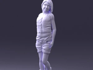 000358 Casual Girl in Summer Outfit 3dp 3D Print Model
