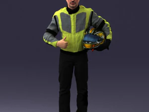 000356 Motociclista com Capacete Modelo 3D