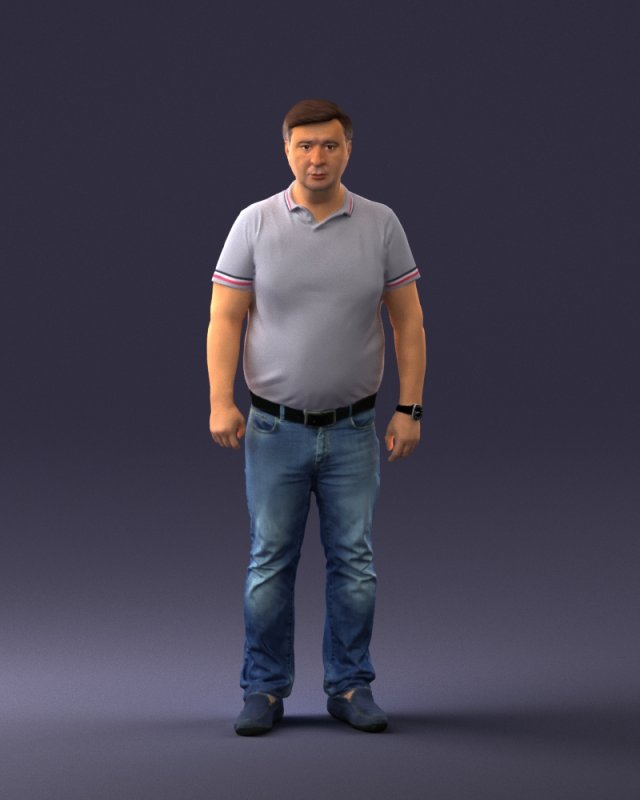fat man 0018 3D Модель .c4d .max .obj .3ds .fbx .stl .blend 