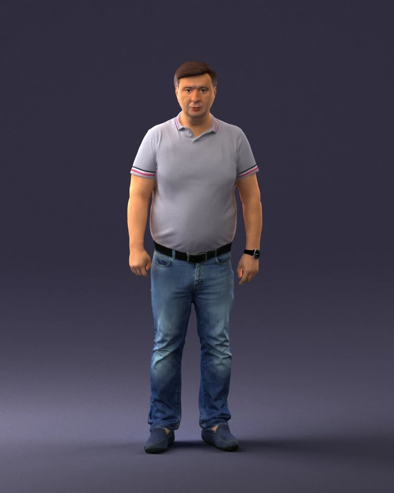 000361 Casual Man in Polo Shirt 3D Model .c4d .max .obj .3ds .fbx .stl .blend 