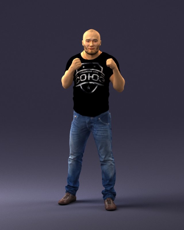 man in boxer pose 0019 3D Model .c4d .max .obj .3ds .fbx .stl .blend 