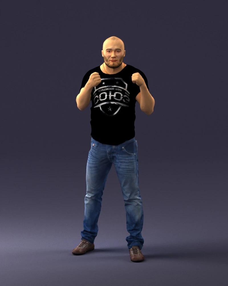 000362 Fighter Pose Man 3D Model .c4d .max .obj .3ds .fbx .stl .blend 
