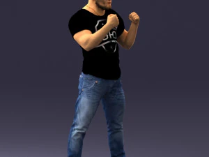 000362 Fighter Pose Man 3D Model