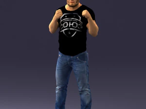 000362 Fighter Pose Man 3D Model