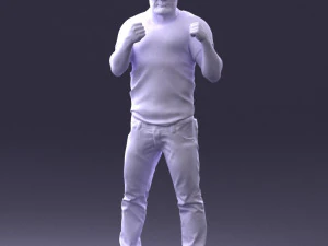 000362 Fighter Pose Man 3D Model