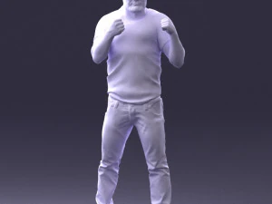 000362 Fighter Pose Man 3D Model