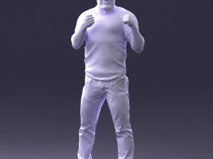 000362 Fighter Pose Man 3D Model